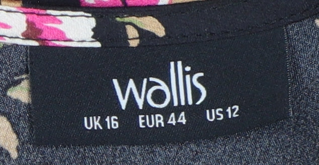 Wallis Women's Black Floral Tunic Blouse UK 16