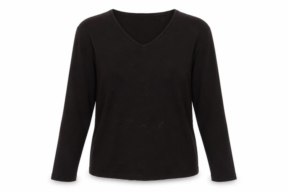 EWM Pure Classics Black V-Neck Long Sleeve Top S