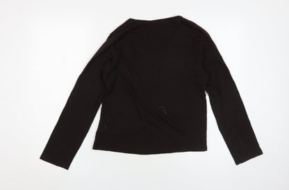 EWM Womens Pure Classics Black V-Neck Long Sleeve Top S