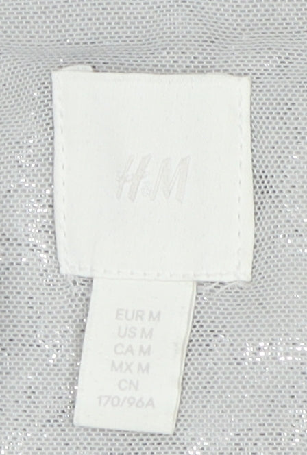 H&M Women’s Silver Sequin Cropped T-Shirt, M, Party