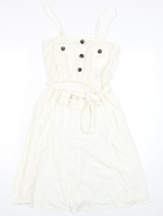 ASOS Women's Ivory Midi Shirt Dress Size 8