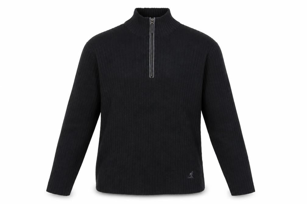 Kangol Men's Black XL 1/2 Zip Pullover Cotton Jumper