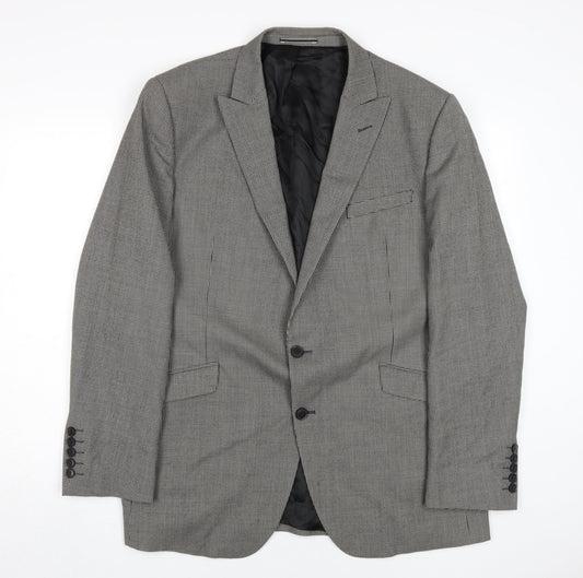 Marks and Spencer Men's Black Check Blazer, Size 44R, Wool