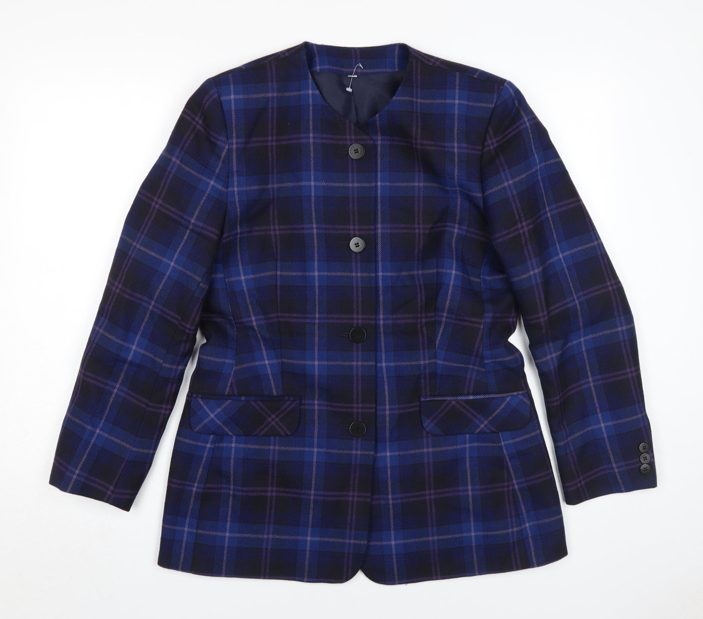 Edinburgh Collection Women's Blue Wool Plaid Jacket Size 12