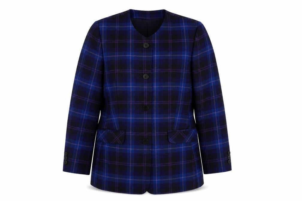 Edinburgh Collection Women's Blue Wool Plaid Jacket Size 12
