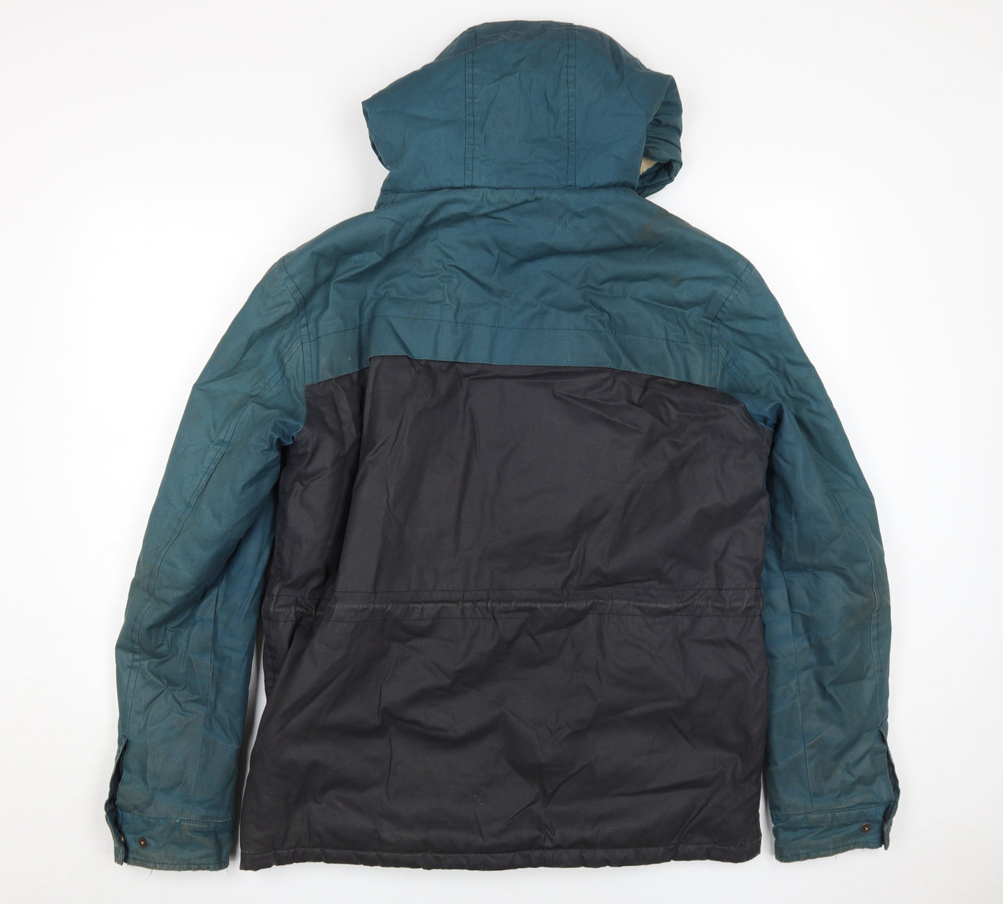 OPEN Men's Blue Hooded Parka Jacket, L, Cotton