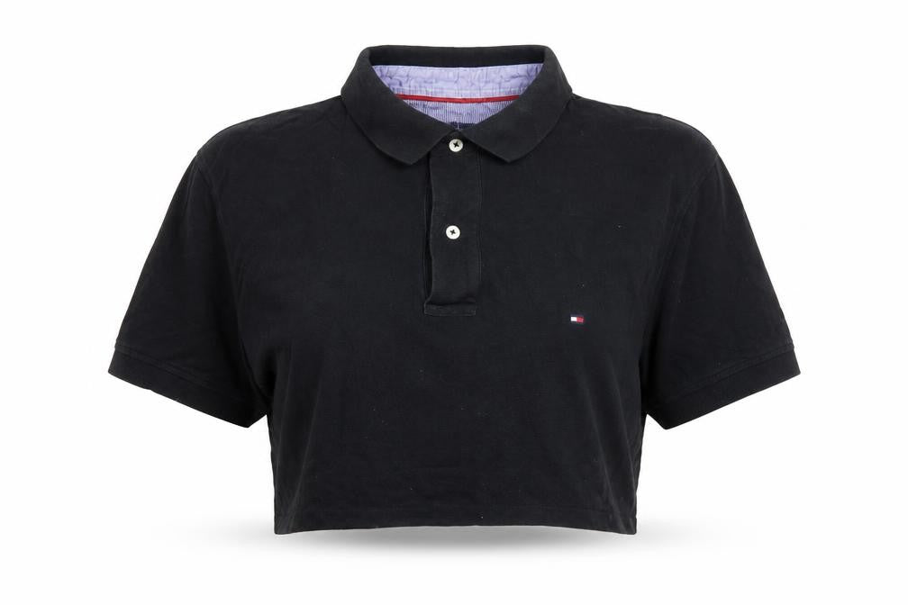 Tommy Hilfiger Black Crop Polo XL Unisex Classic