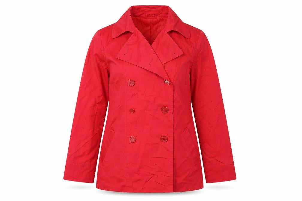 Mia Moda Women's Red Cotton Pea Coat Size 12