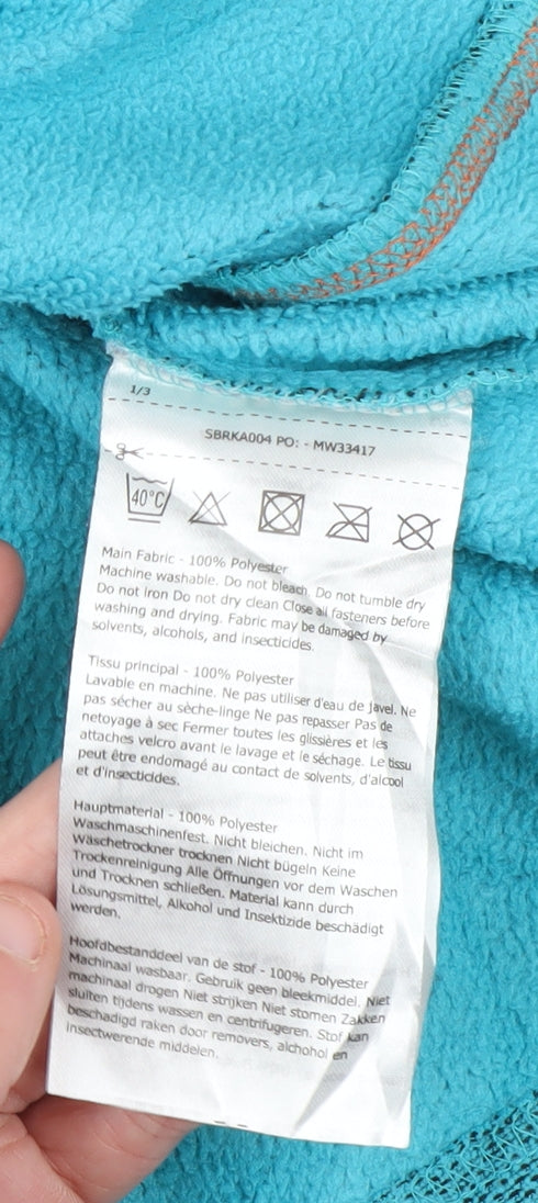 Brand and care label for Regatta boys’ blue fleece sweatshirt, size 12, casual, lightweight