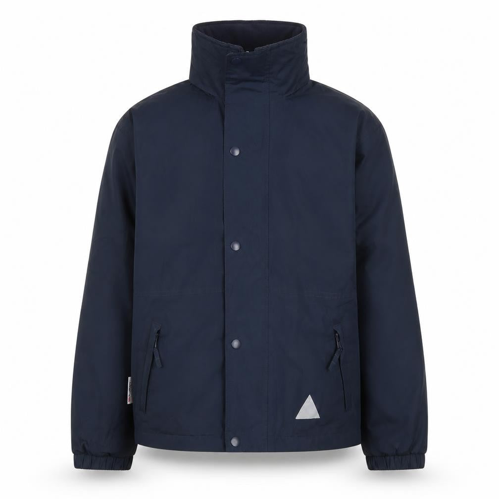 Front view of Result boys’ blue jacket, size 11-12, lined, casual, zip