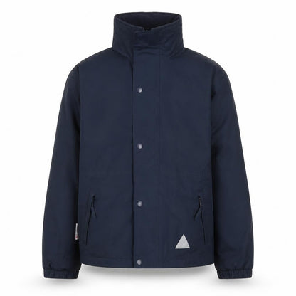 Front view of Result boys’ blue jacket, size 11-12, lined, casual, zip