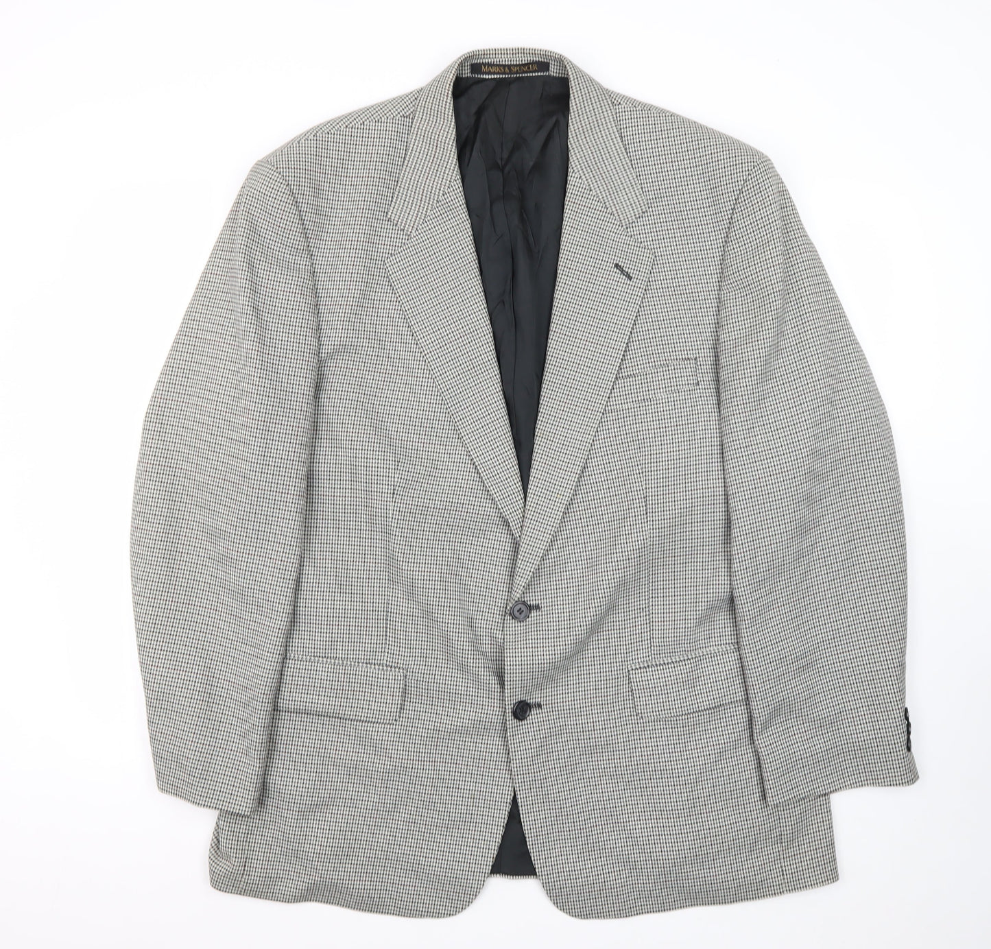 Marks and Spencer Men's Black Check Blazer 44R