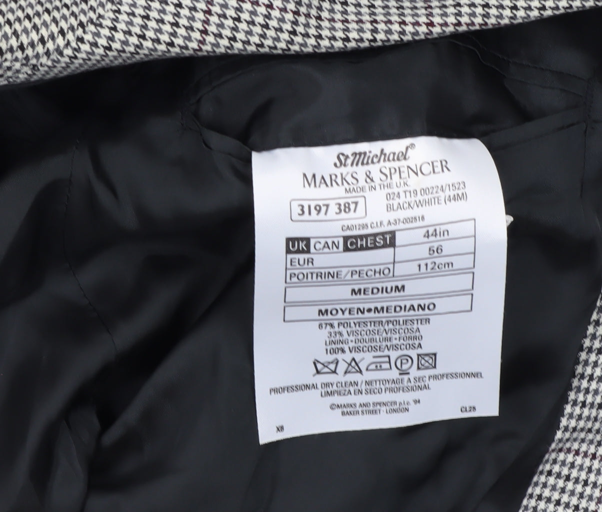 Marks and Spencer Men's Black Check Blazer 44R