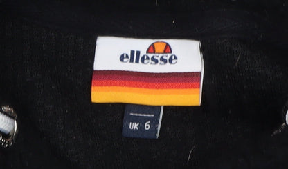 Close-up detail of Ellesse Women's Black Pullover Hoodie, size 6