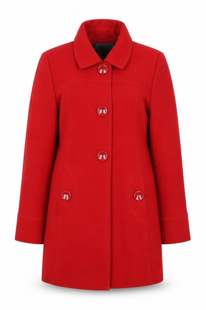 BHS Women's Red Mid-Length Overcoat - Size 12