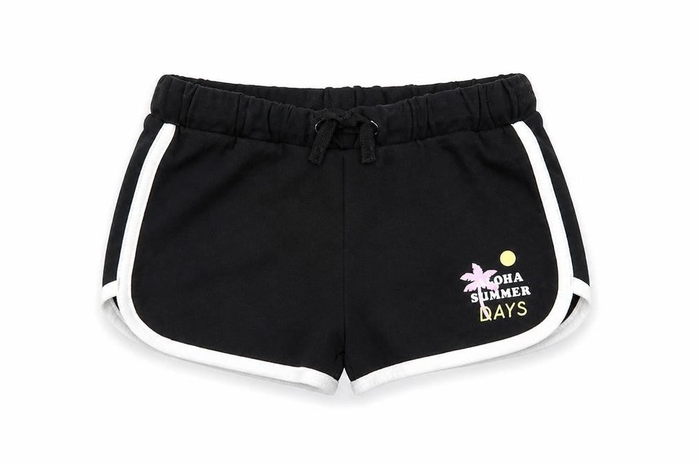 Marks & Spencer Girls Black Shorts 6-7 Years Aloha Theme