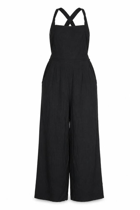 Nasty Gal Women's Black Wide-Leg Jumpsuit Size 8