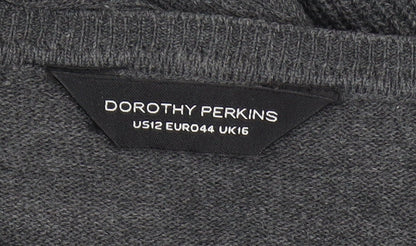 Dorothy Perkins Women's Grey Wool Blend Pullover Jumper Size 16