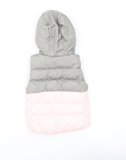 Back view of Decathlon girls’ grey pink puffer jacket 2-3 years