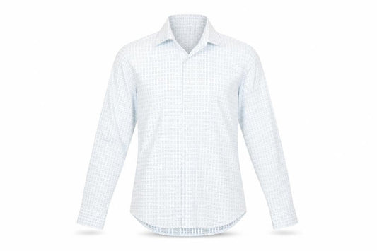 Refined Men's White Blue Geometric Shirt S