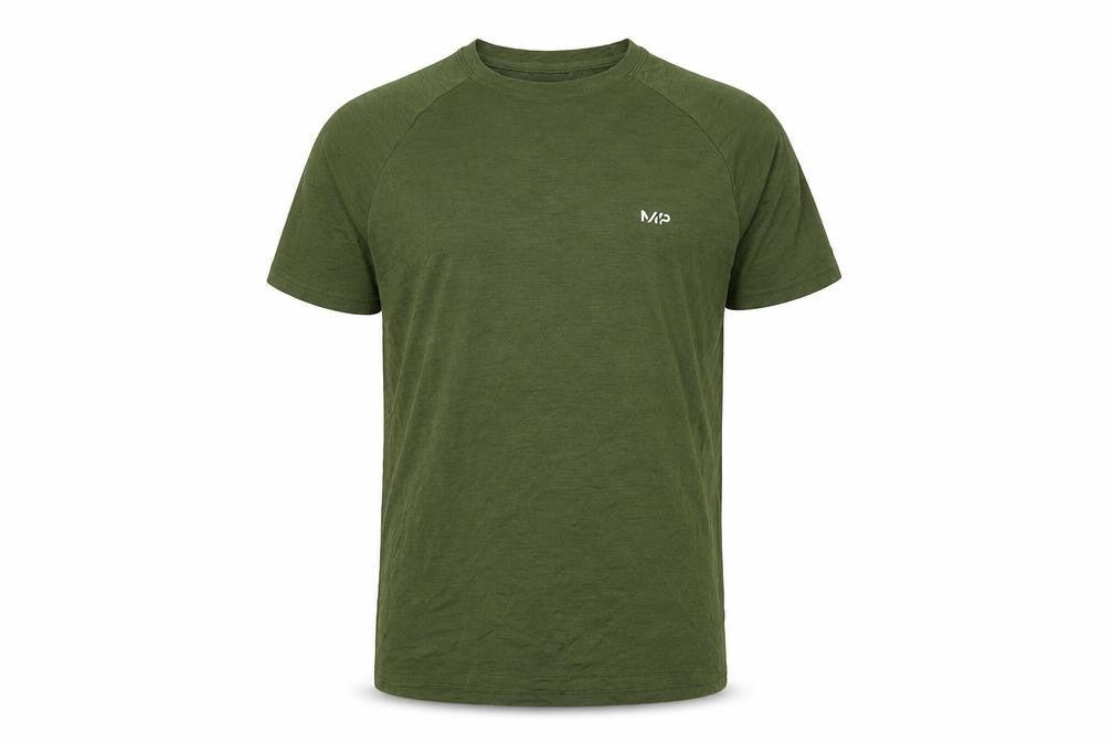MP Men's Green Basic T-Shirt, L, Breathable Logo