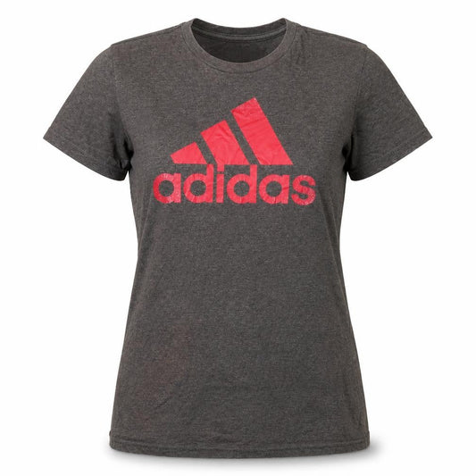 Front view of Adidas Women's Grey T-Shirt S - Comfortable Gym Top