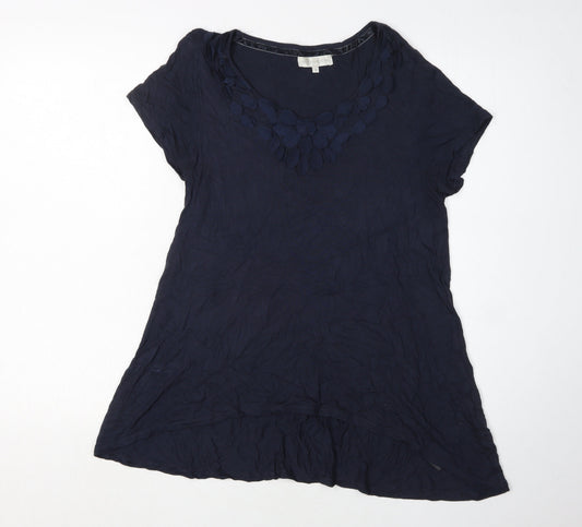 RJR John Rocha Women's Blue V-Neck T-Shirt Size 12