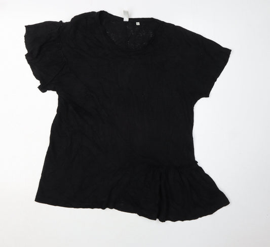 And/Or Women's Black Linen Casual Top, Size 12