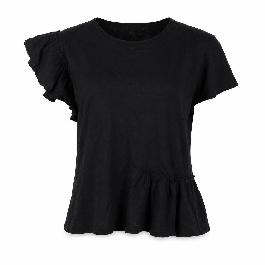 And/Or Women's Black Linen Casual Top, Size 12