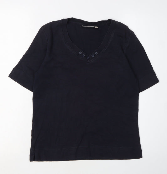 CC Women's Black V-Neck Button T-Shirt - Size S