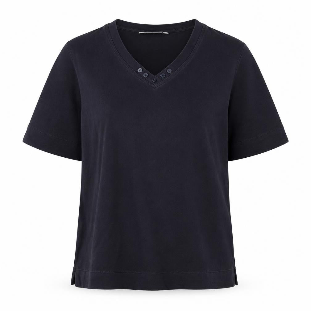 Country Casuals Women's Black V-Neck Button T-Shirt - Size S