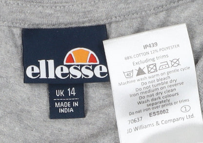 Close-up detail of Ellesse Grey Women's Regular Fit Basic T-Shirt