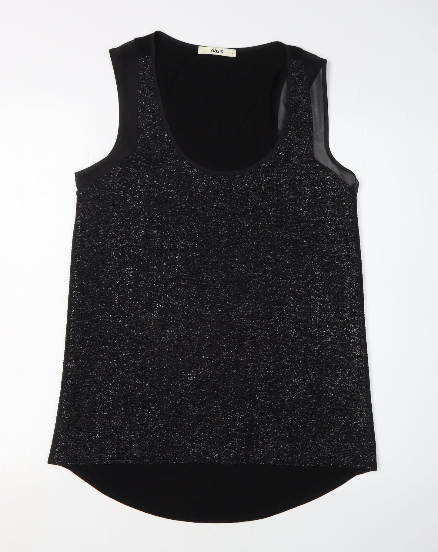 Oasis Women's Black Tank Top Size S Scoop Neck Viscose