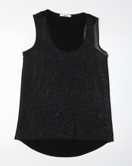 Oasis Women's Black Tank Top Size S Scoop Neck Viscose