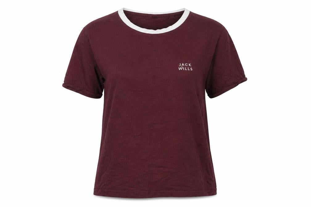 Jack Wills Women's Red Ringer T-Shirt Size 12