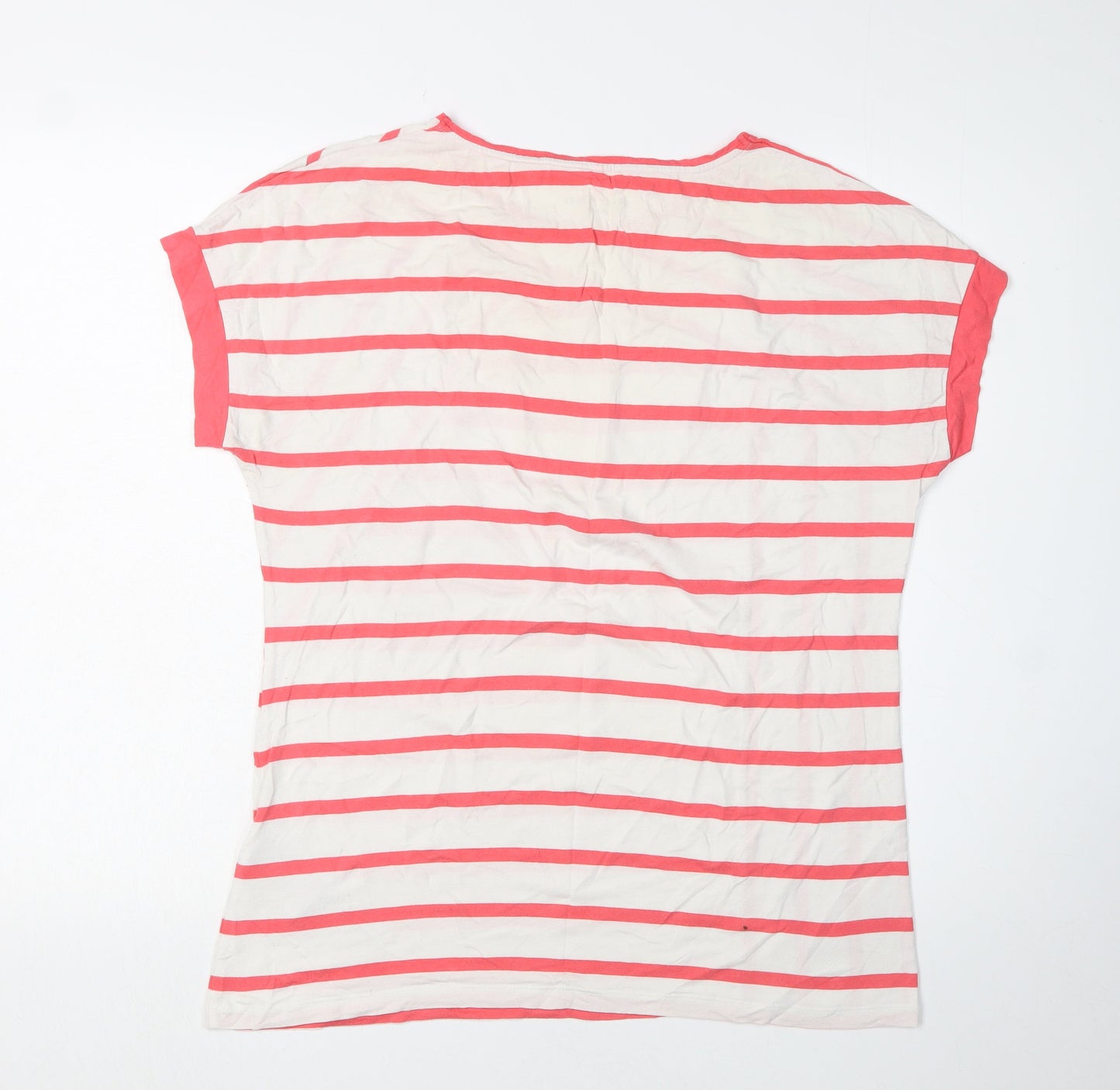Gerry Weber Women's Striped T-Shirt, Size 12, Casual, Ivory/Pink