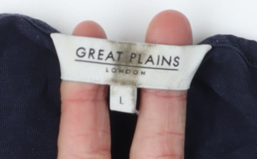 Great Plains Women's Blue Basic T-Shirt - Size L