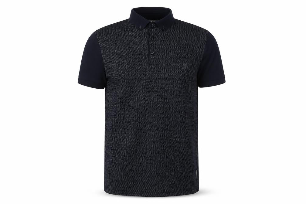 Front view of French Connection Men's Black Polo Shirt, L, Casual Style