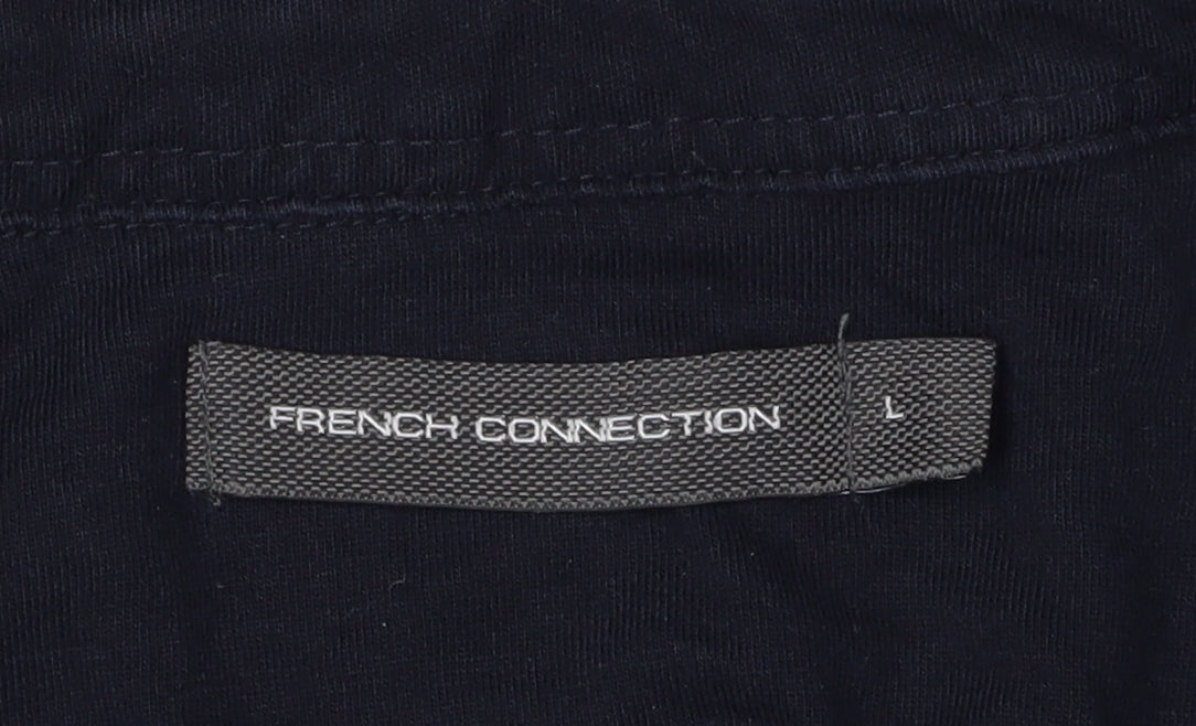 Close-up detail of French Connection Men's Black Polo Shirt, L, Casual Style