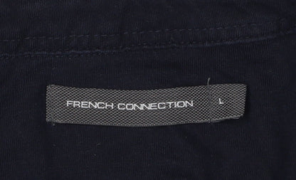 Close-up detail of French Connection Men's Black Polo Shirt, L, Casual Style