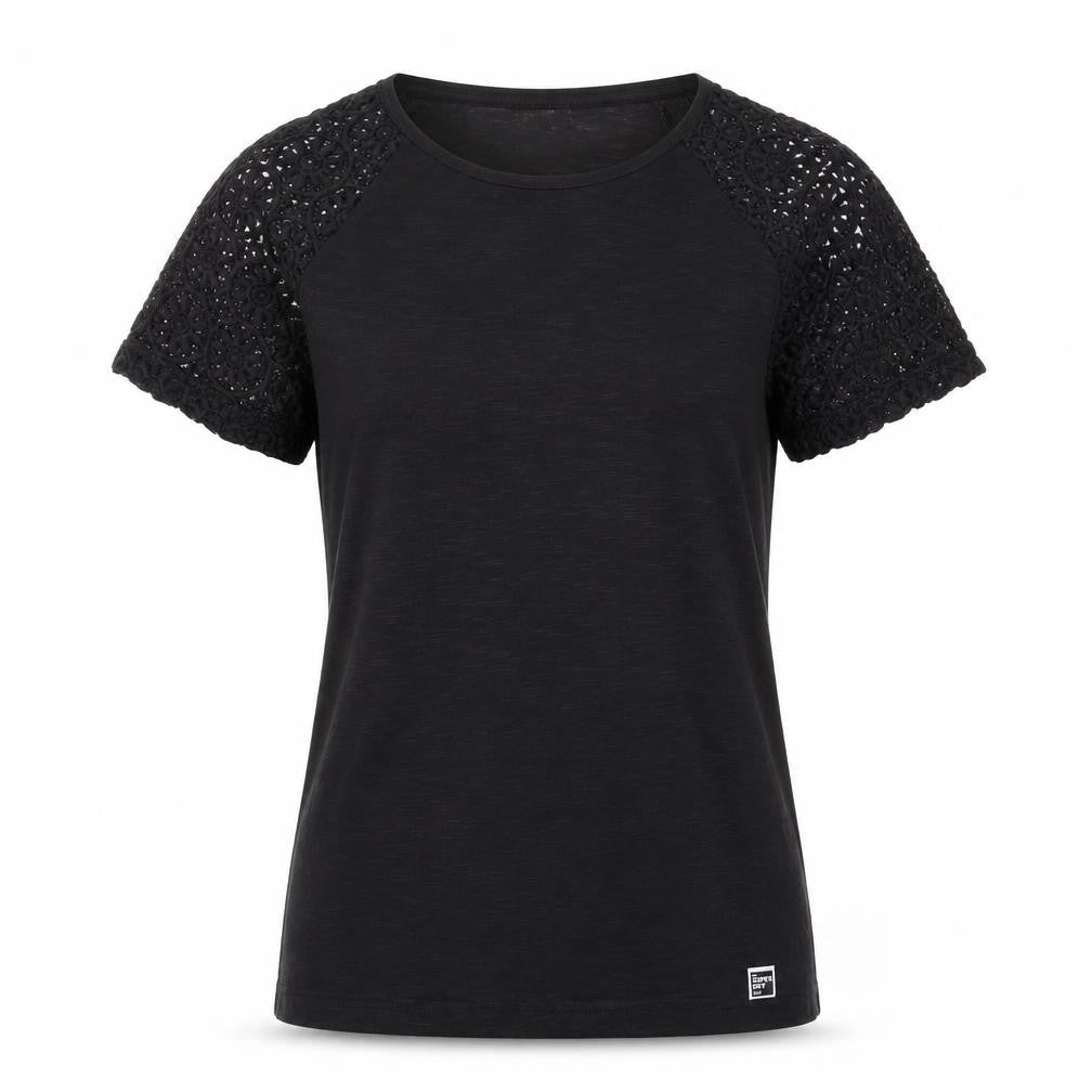 Superdry Women's Black Crochet T-Shirt, Size 8