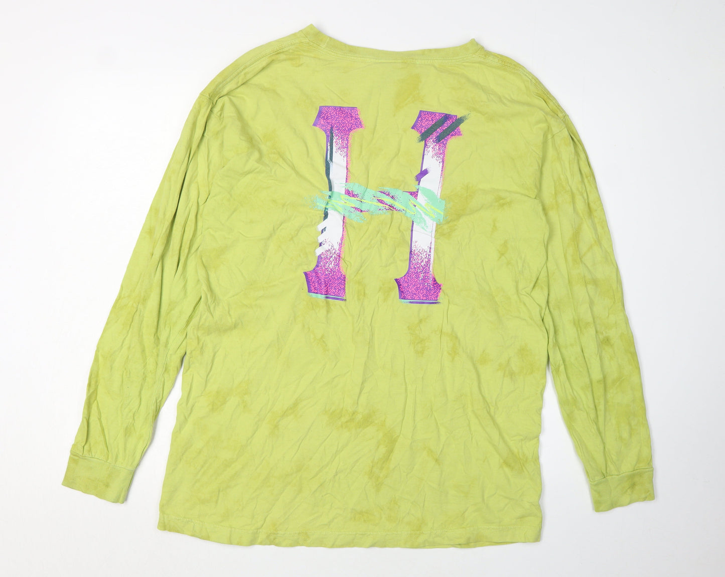 HUF Men's Green Long Sleeve Logo T-Shirt Size L