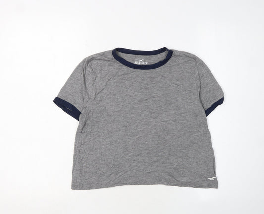 Hollister Womens Grey Cropped T-Shirt XS Casual
