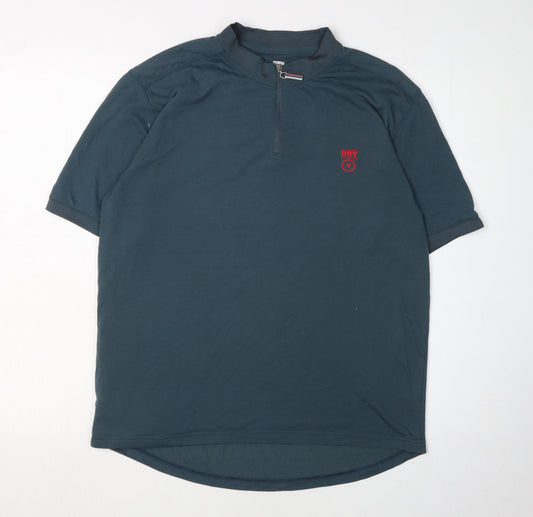 HOY Men's Blue L Polo Shirt 1/4 Zip Short Sleeve