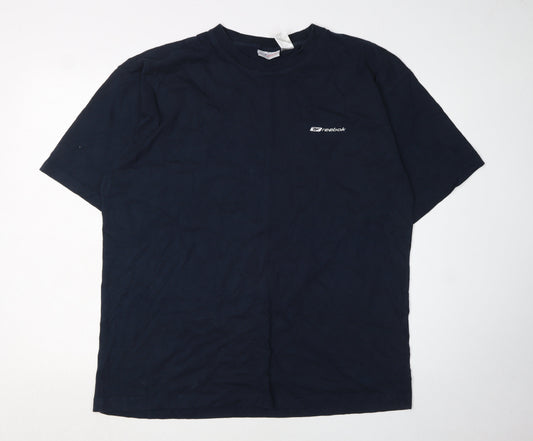 Reebok Men's Blue Cotton Crew Neck Logo T-Shirt XLT