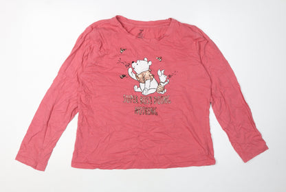 Preloved Disney Women's Pink Long Sleeve T-Shirt, Size M - Front