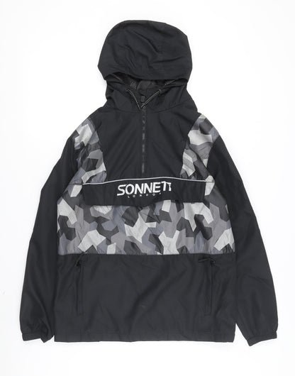 Additional front view of Sonneti boys’ black camo anorak jacket xl