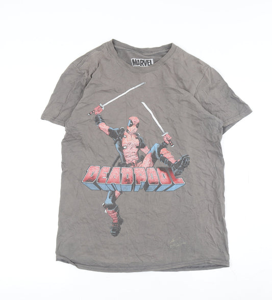 Marvel Men's Grey Deadpool Graphic T-Shirt M