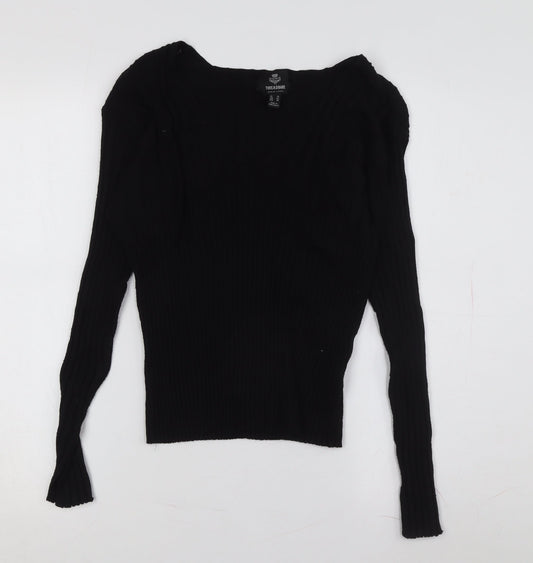 Threadbare Women's Black V-Neck Pullover Jumper Size 10