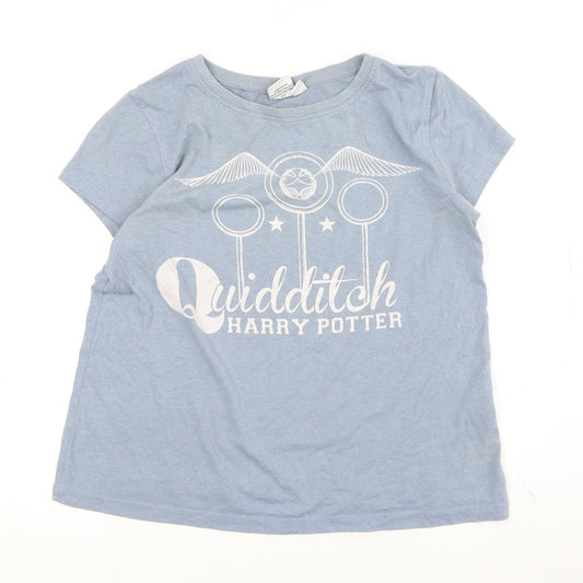 Harry Potter Women's Blue Crew Neck T-Shirt Size 14